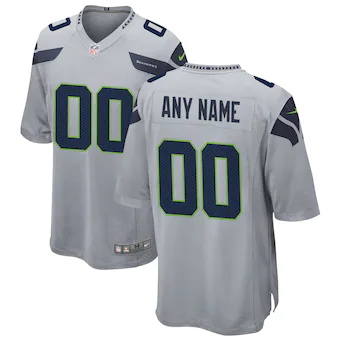 mens nike gray seattle seahawks alternate custom game jerse